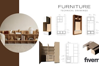 draft your furniture designs to 3d and 2d technical drawings