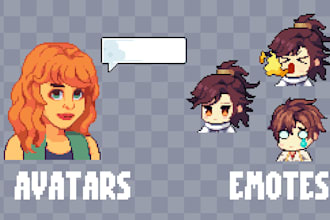 draw pixel art portrait or emote