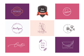 do watercolor logo minimal feminine hand drawn boho style for your brand