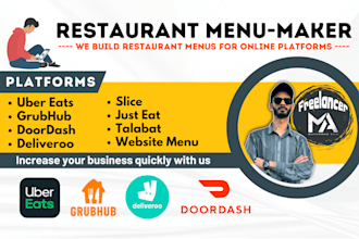 make online restaurant menus on ubereats, doordash, grubhub, delivero, uber eats