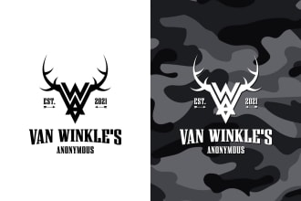 provide a fishing and hunting, mountain, and climbing logo
