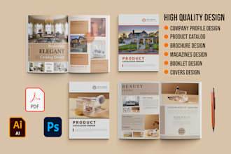 design product catalog, company profile, flyer, poster