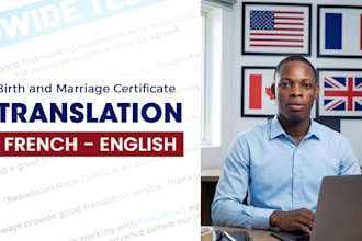 translate birth and marriage certificates french to english