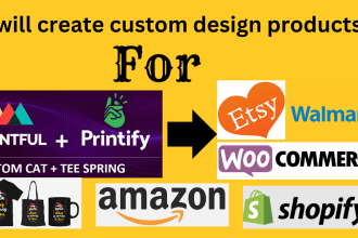 create custom design products,printful or printify