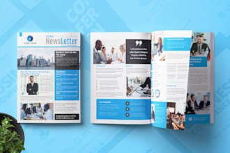 design professional newsletter, booklet, magazine layout, flyer