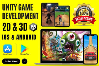 be unity 2d 3d game developer for android, IOS, PC, webgl app