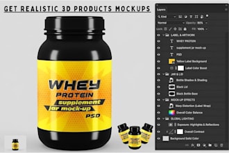 create ai 3d digital product mockup, or packaging in photoshop in 2 hours