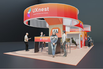 design exhibition booth, kiosk, 3d stand, virtual booth