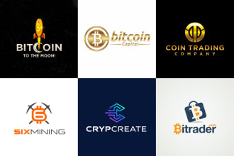 design modern bitcoin, crypto, cryptocurrency, blockchain logo with copyright
