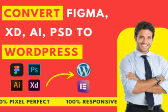 convert psd, xd, figma to wordpress website