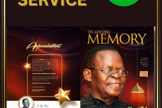 design funeral slideshow, church flyer design, flyr design and memorial cards