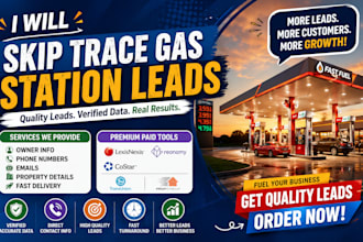 do lead generation and skip tracing of gas stations