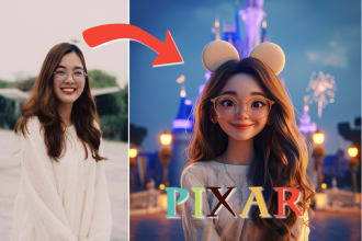 turn your photo into pixar disney style anime cartoon 24h