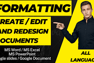 format, design, edit, create and fix your documents in 1 day