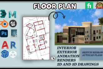 make 3d floor plan,2d floor plan and rendering,sketchup,autocad,maya,3dsmax,more