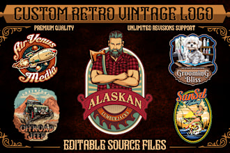 design creative modern, retro, vintage logo in 24 hours