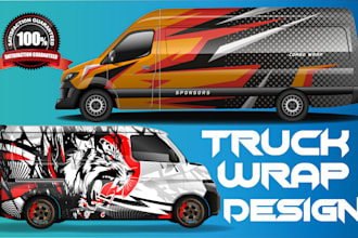 do awesome food truck wrap, food trailer, van wrap design