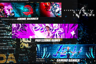 design a professional, gaming, anime youtube banner for you