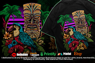 draw custom cartoon t shirt design and clothing illustration