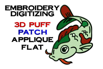embroidery digitizing, convert to dst, pes, jef,in 1hr