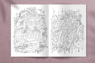 coloring book with motivational hand lettering quotes