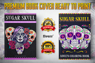 design unique sugar skull adult coloring book cover for KDP