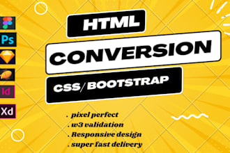 convert PSD to html figma to html css bootstrap responsive website