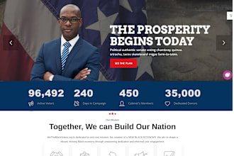 design political campaign website with donation, election, candidate, party info