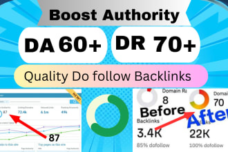 increase moz da 60 domain authority 60 plus dr domain rating 70plus ahrefs dr 70