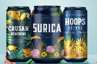 design beverages label, juice label, energy drink, can, beer, and water label