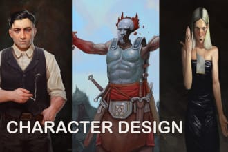 draw a detailed character design, concept art, illustration