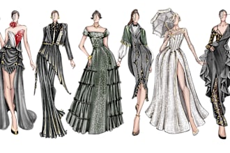 draw fashion or editorial illustration, clip art, beauty portrait