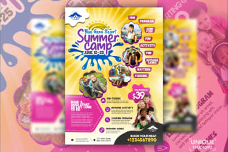 create kids summer camp, winter camp flyers