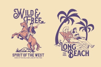 do retro vintage logo designs or t shirt illustration