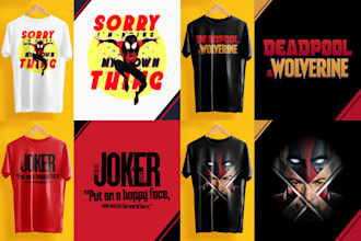 create trendy graphic t shirt design for marvel dc fans
