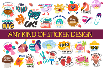 do custom  typography sticker  and digital sticker design