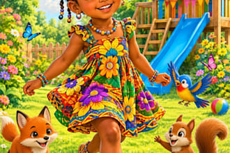 creat african american children illustrations