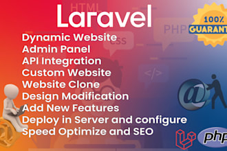 create dynamic PHP, laravel website and admin panel