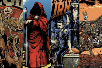 draw stoner rock, doom, metal, psychedelic art style