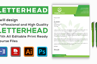design professional letterhead in word format within 6 hours
