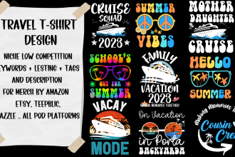 create a trendy unique travel t shirt design for vacation