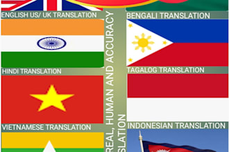 translate bengali, hindi, tagalog, vietnamese, indonesian, burmese and nepali