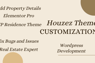 customize houzez and wp residence theme for real estate website