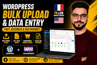 do wordpress bulk content upload, data entry and product listings