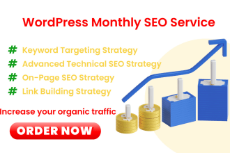 do wordpress monthly SEO service with backlink strategy and technical strategy