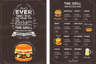 design professional food menu cards, restaurant menu cards, or price list