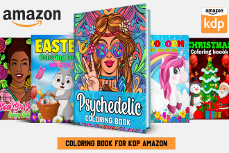 design adult or activity coloring book cover interior pages for kids amazon kdp