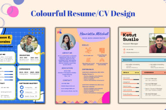 edit and design fun and colourful resumes or cvs on canva