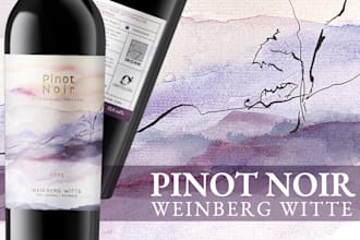 design a handpainted watercolor wine label for your winery