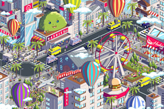 create cartoon map like where waldo